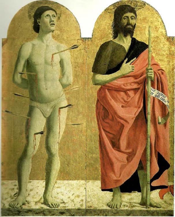 Piero della Francesca sts sebastian and john the baptist from the polyptych of the misericordia France oil painting art